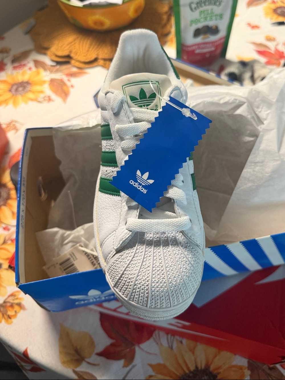 Adidas White Sneakers with Green Stripes - Picture 3 of 4
